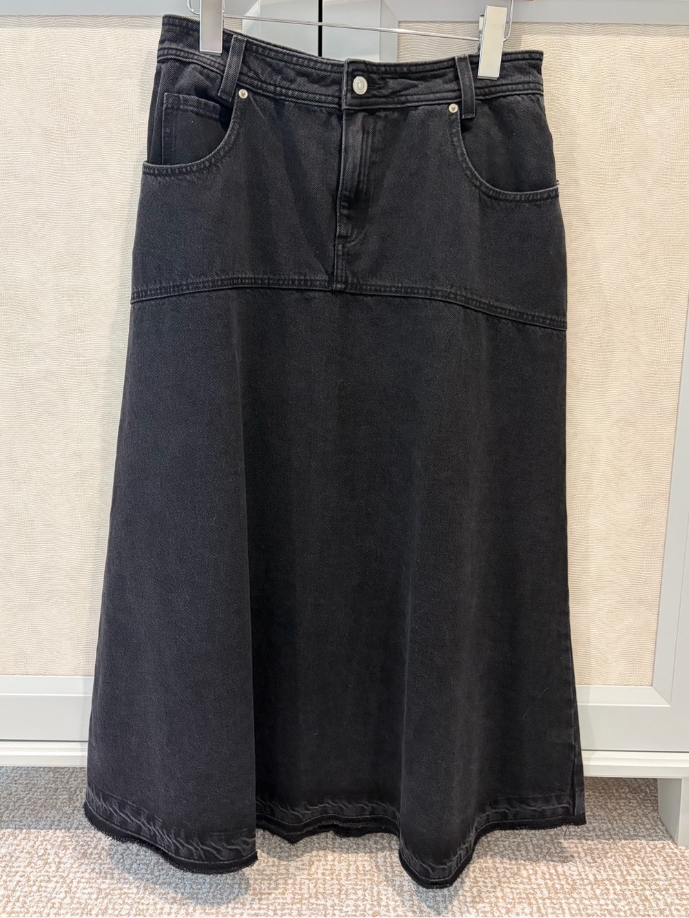 ba&sh Black Denim Maxi Skirt